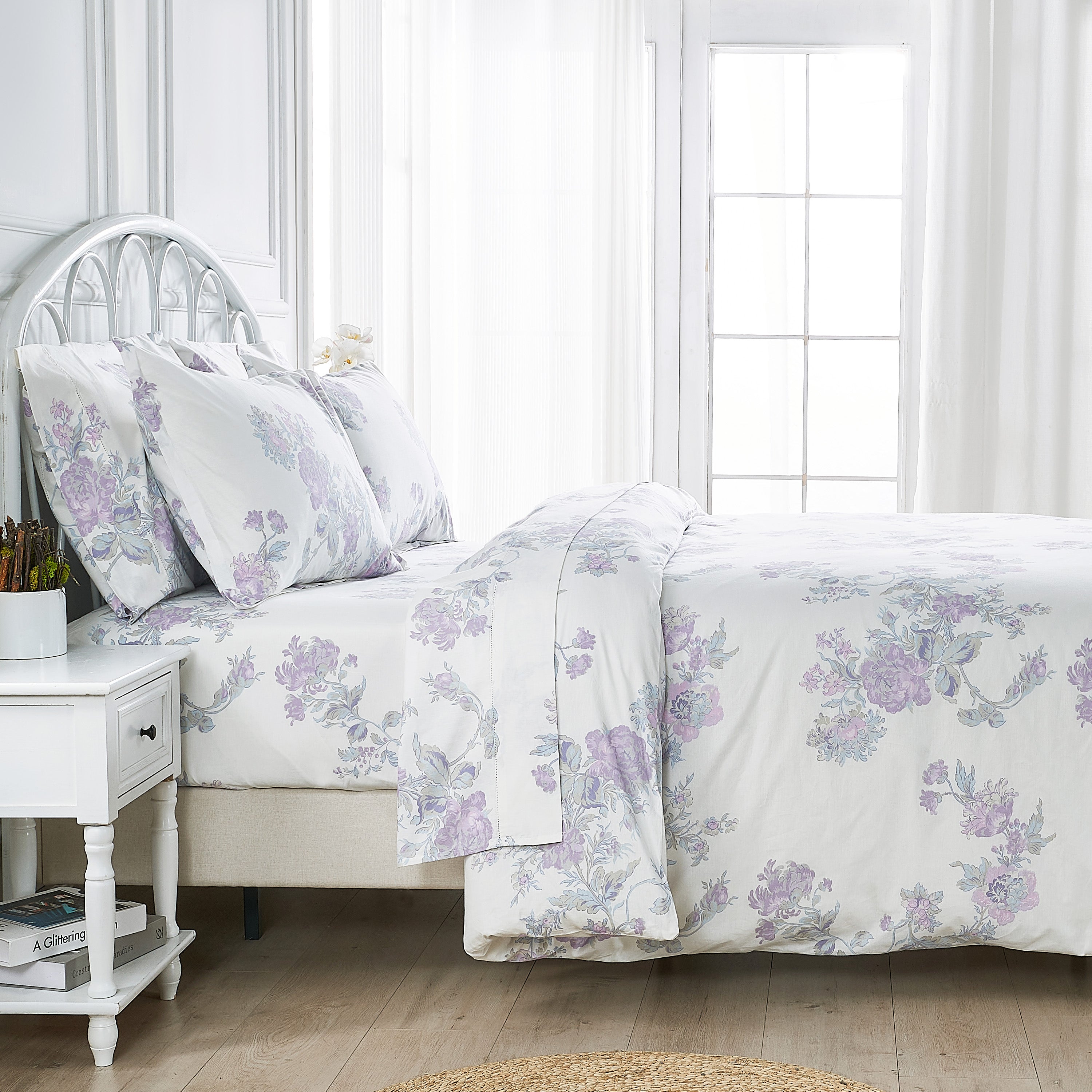 Jardin De Rose Printed Cotton Percale Sheet Set